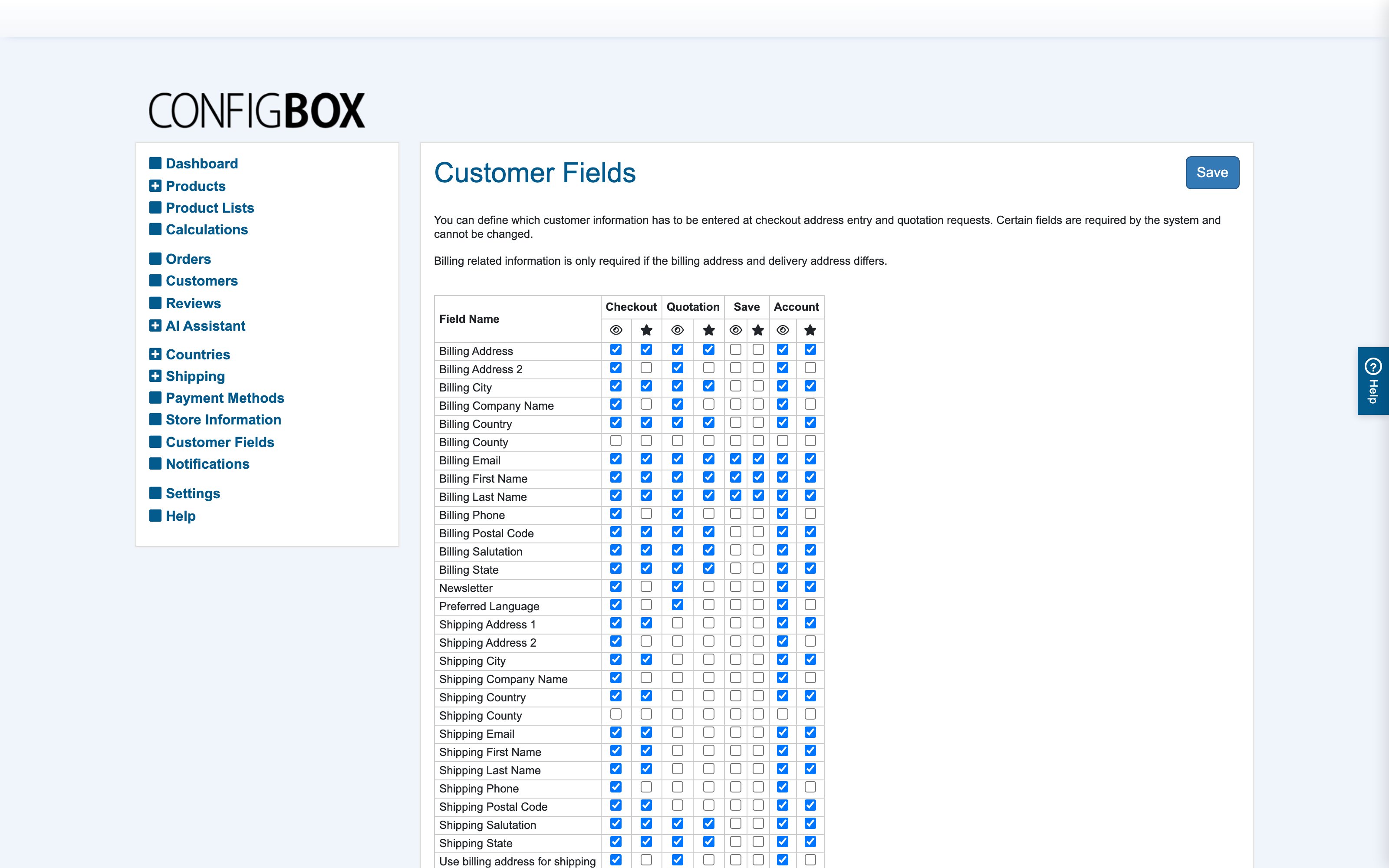 Customer Fields