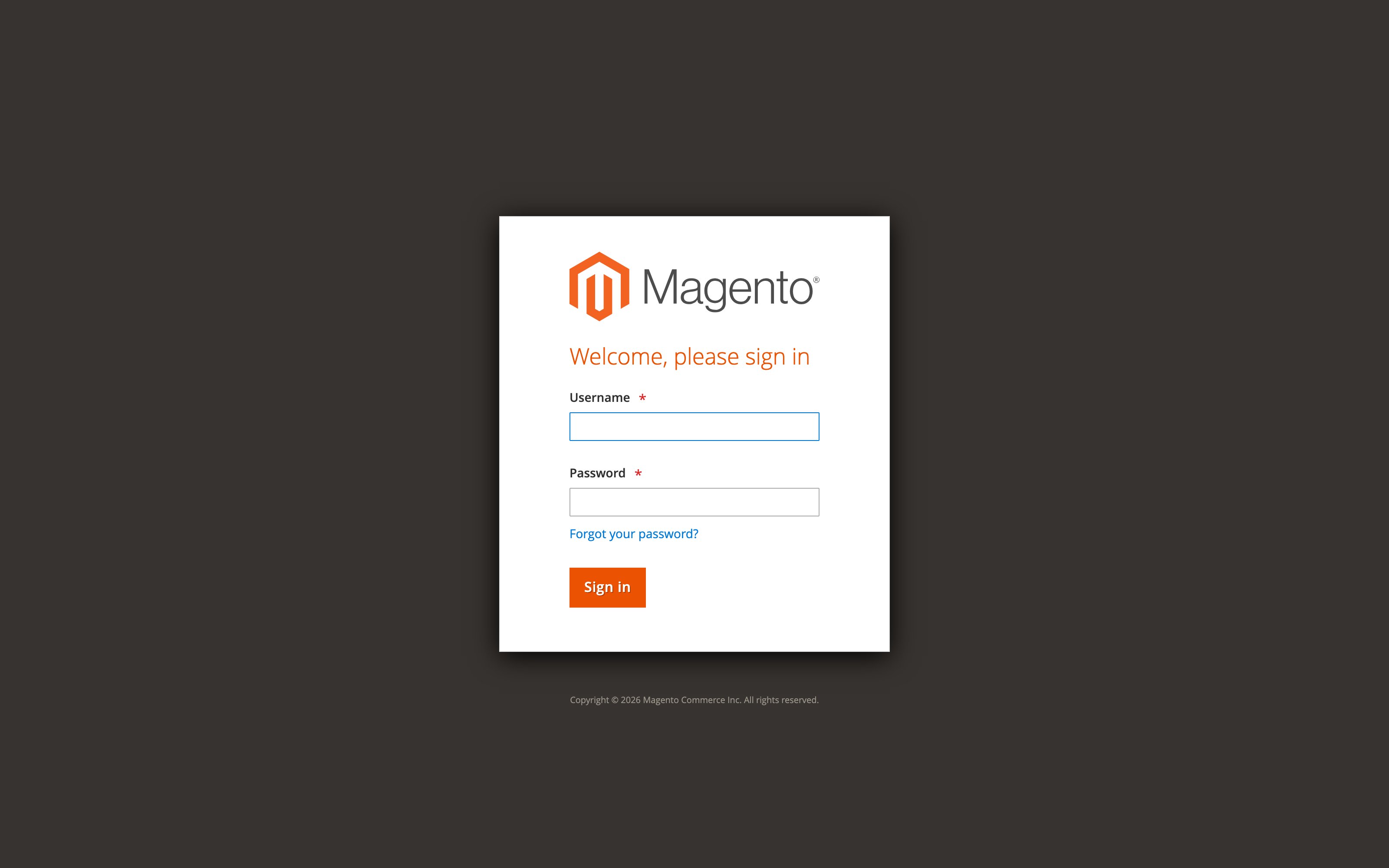 The Magento 2 admin sign-in screen