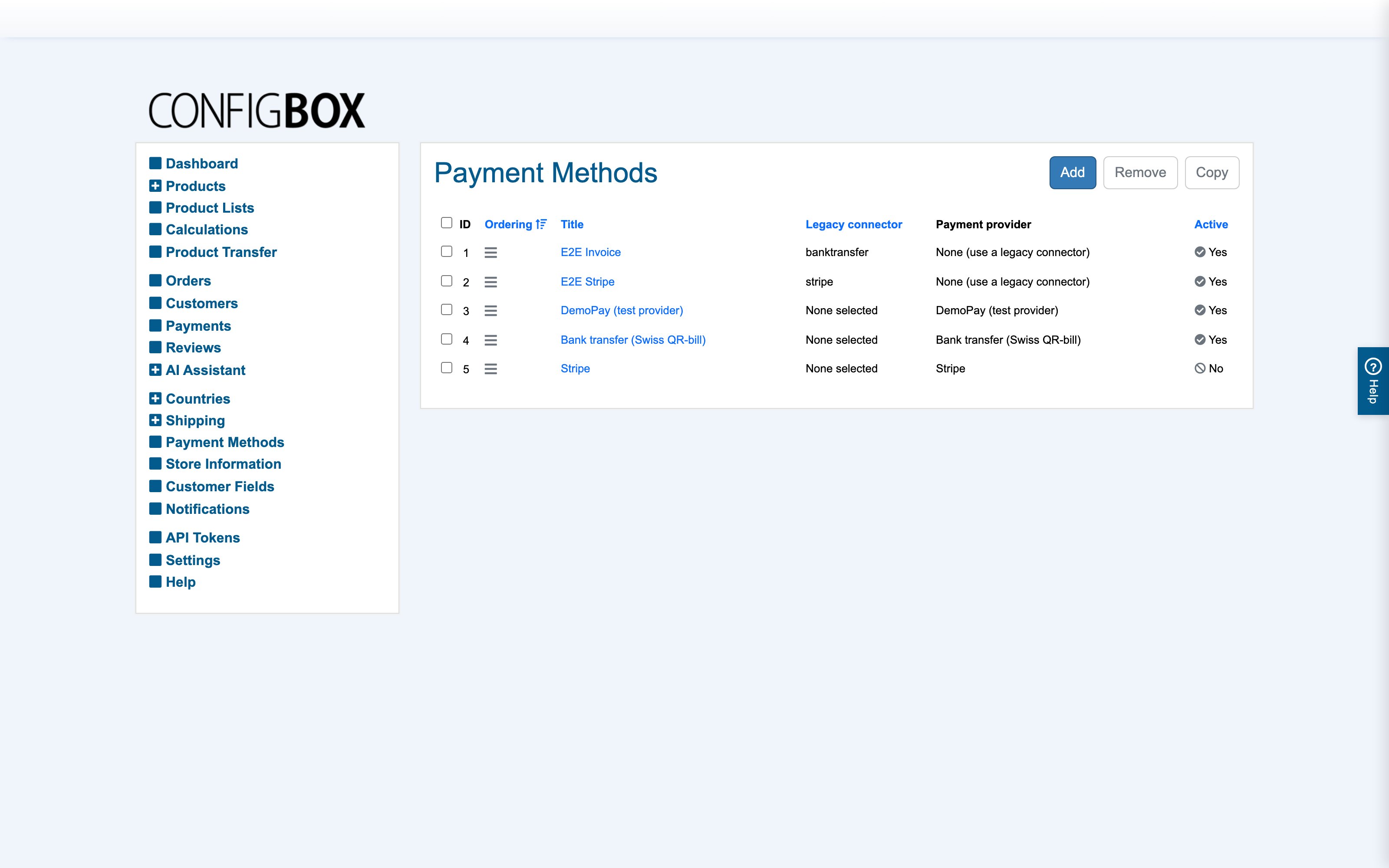 Payment methods