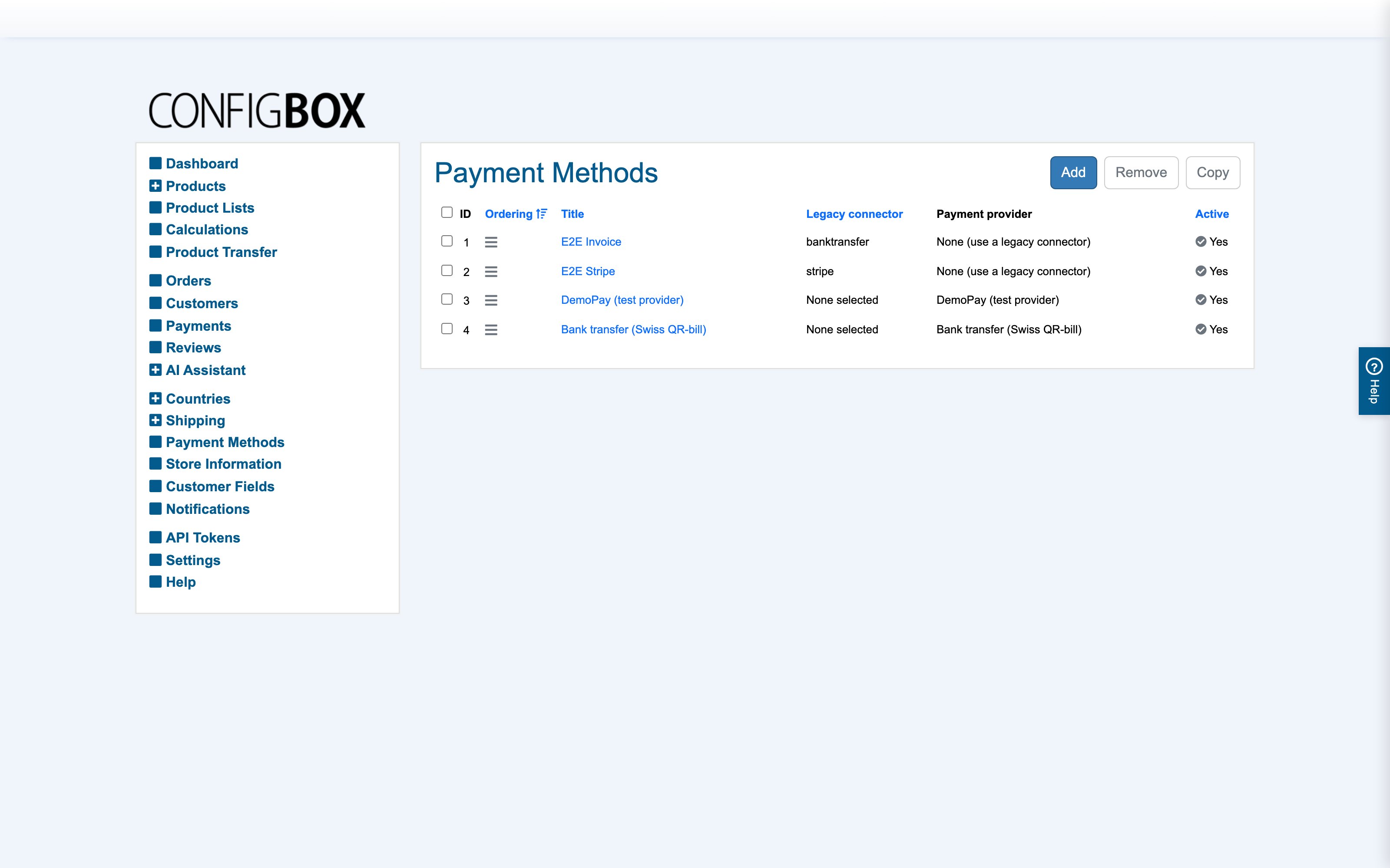Payment methods
