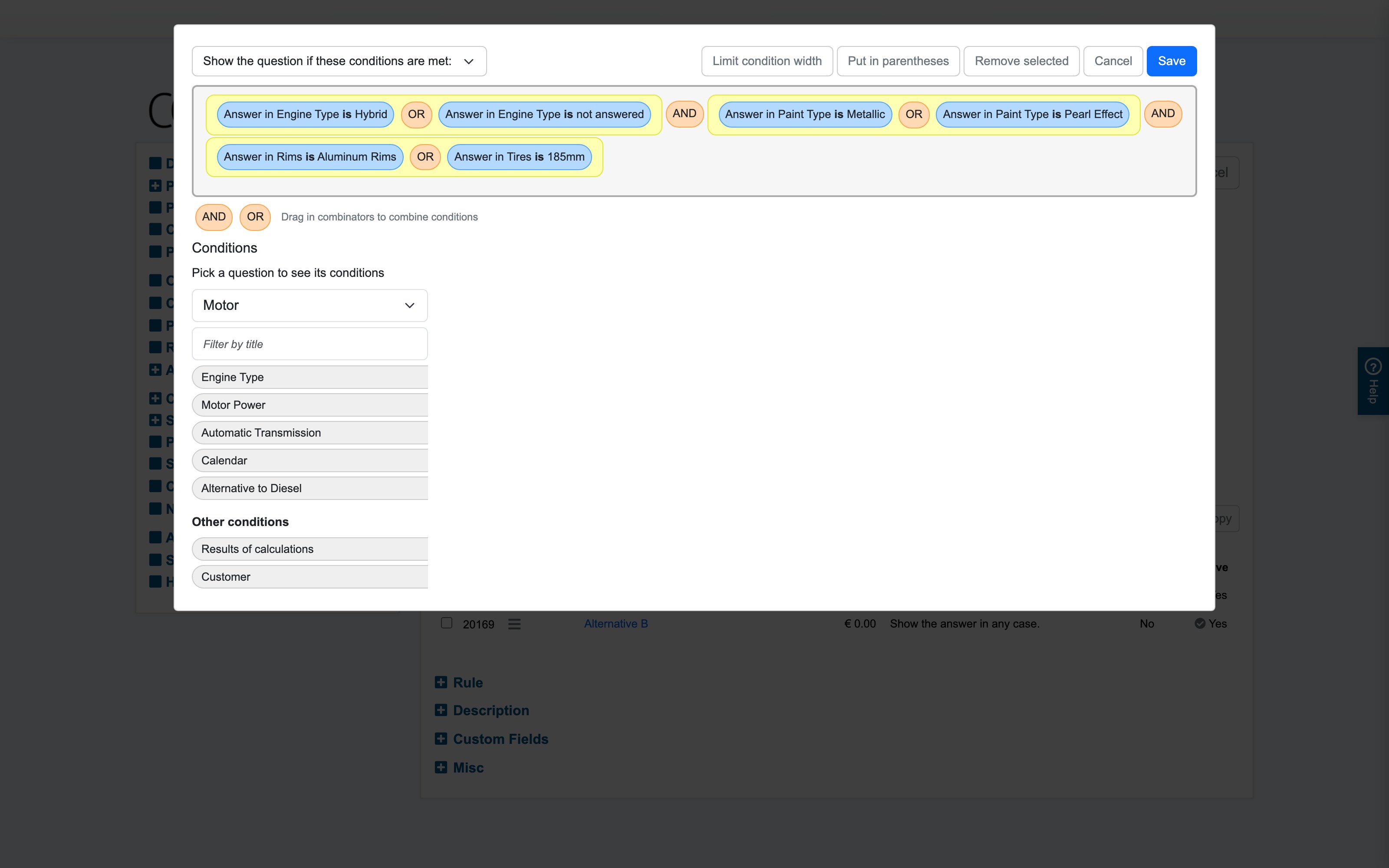 The rule editor