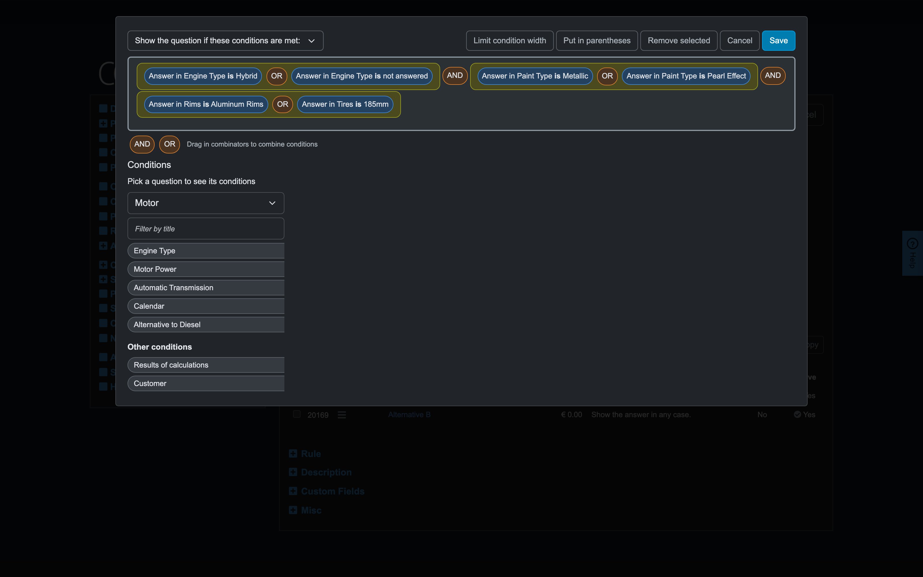 The rule editor