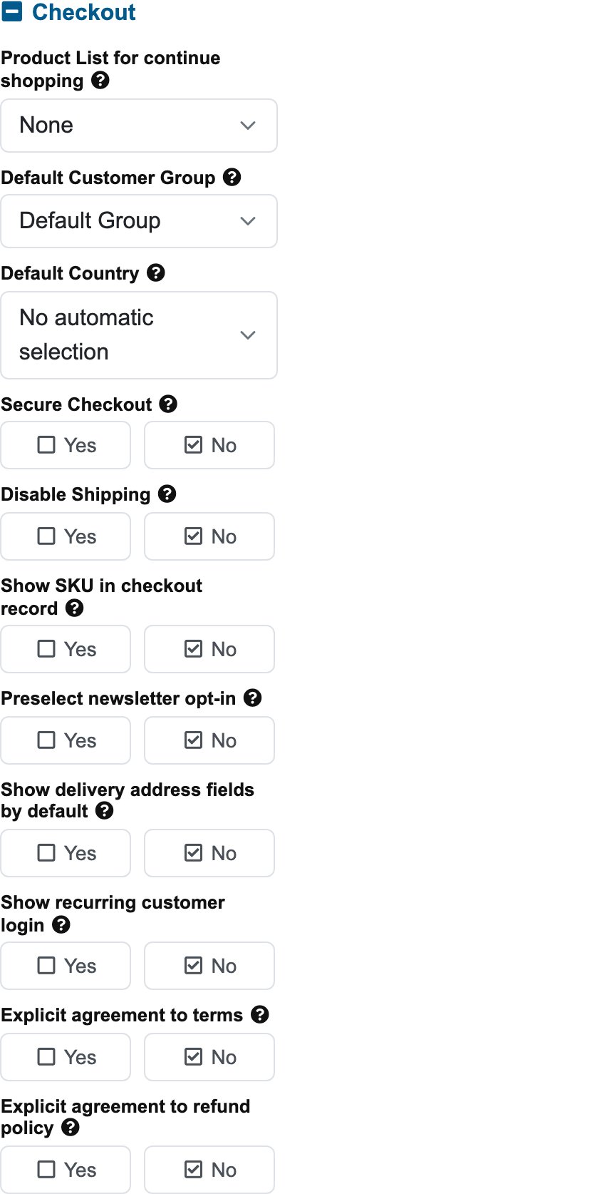 The Checkout section