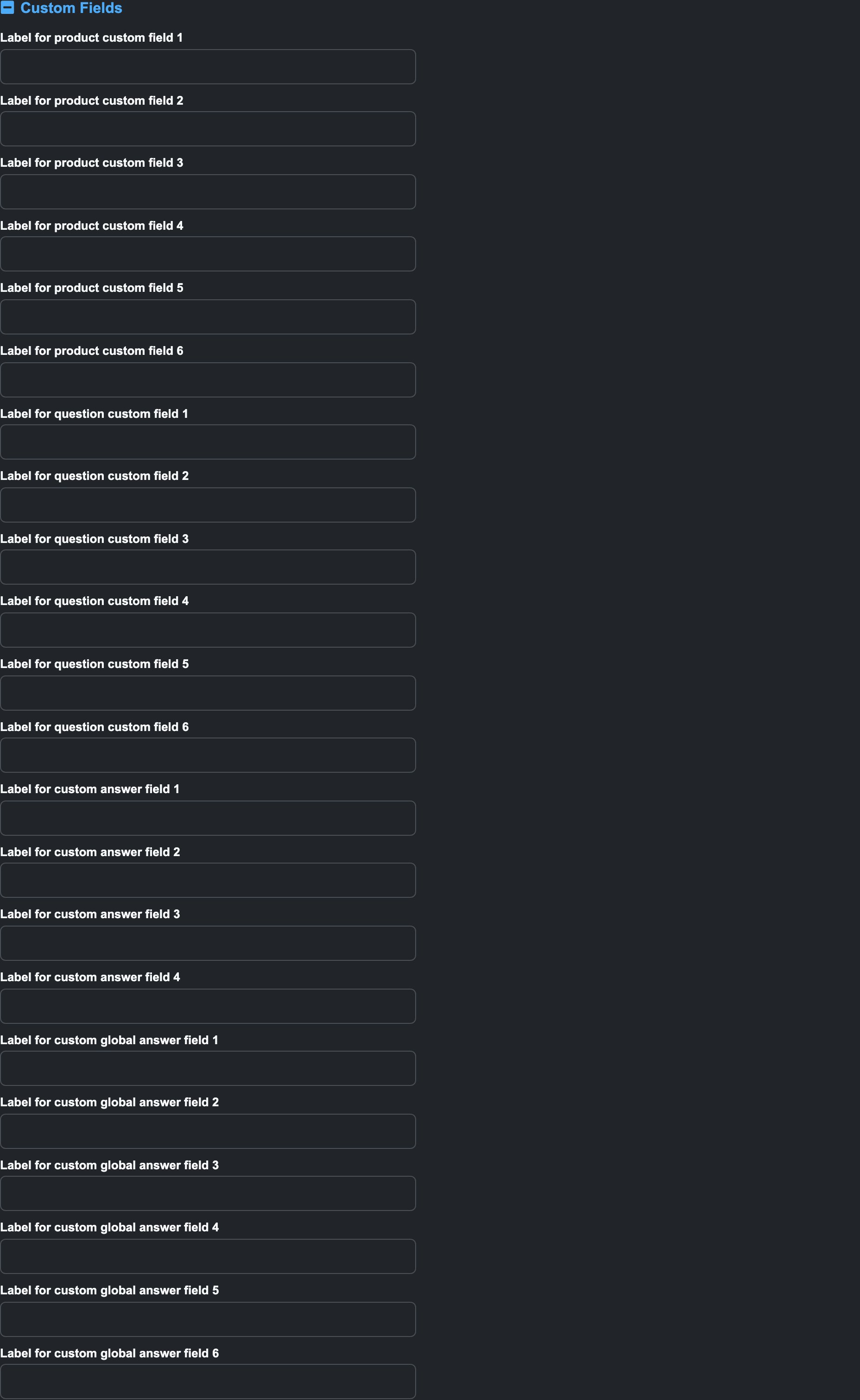 The Custom Fields section