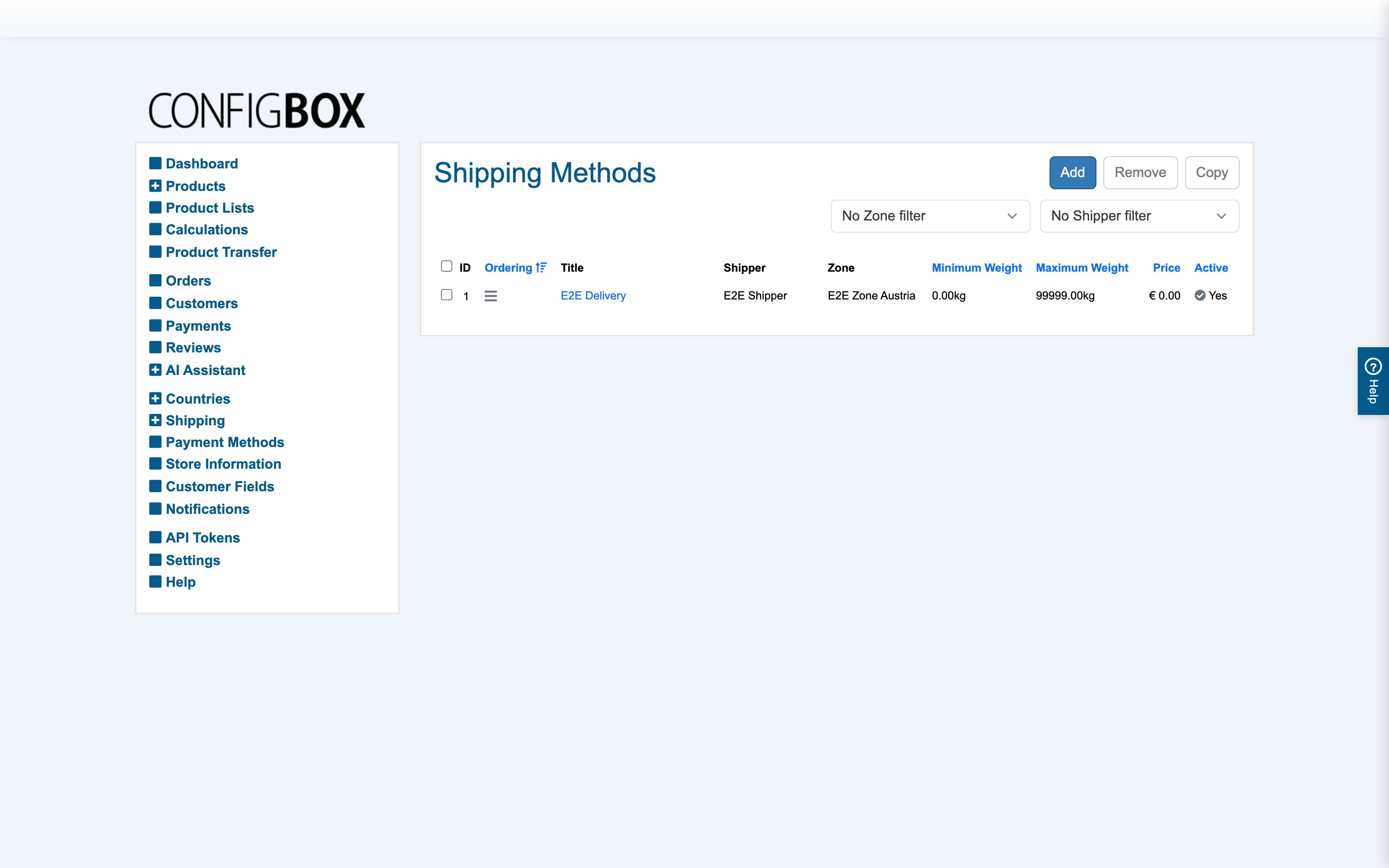 Shipping methods
