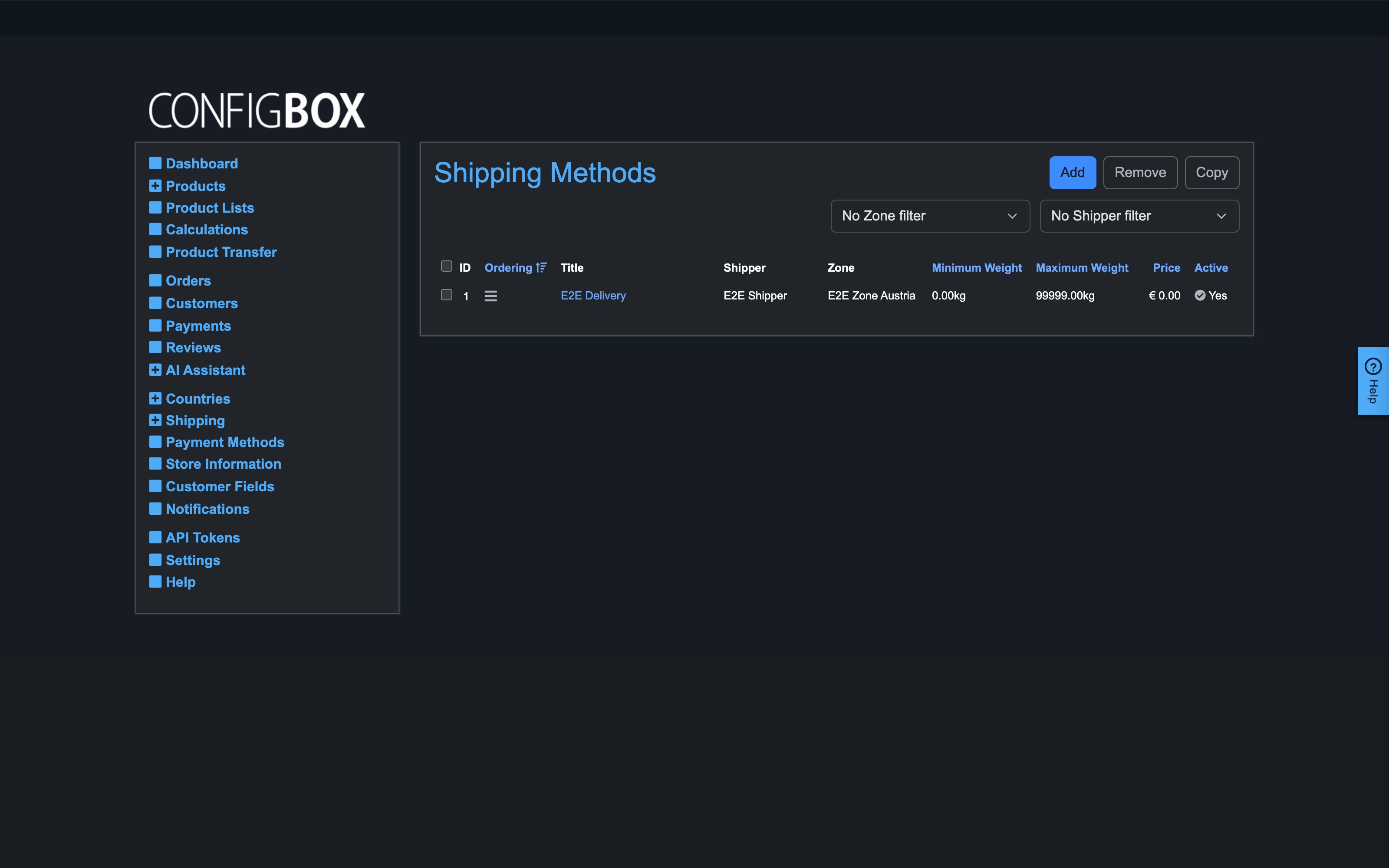 Shipping methods