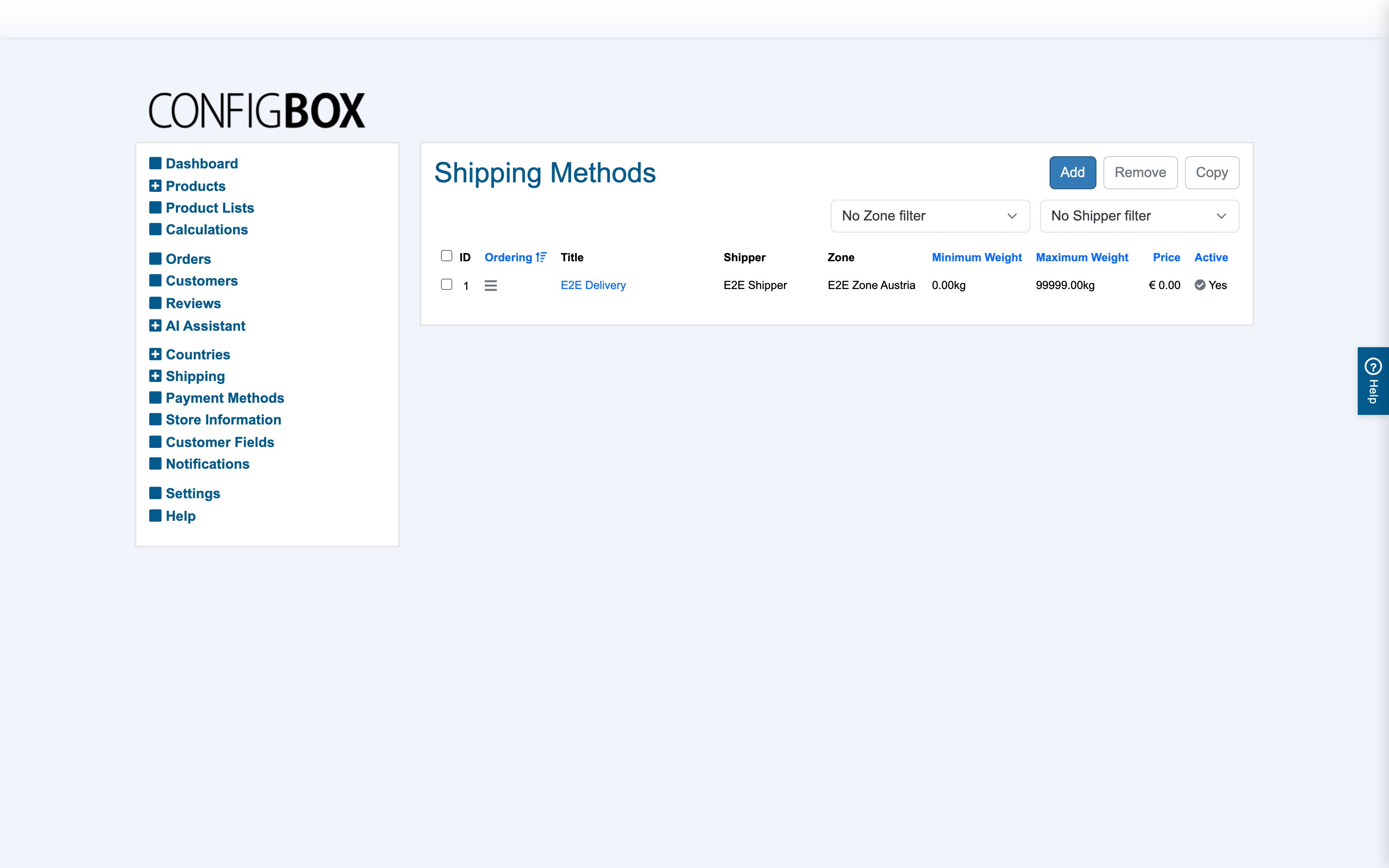 Shipping methods