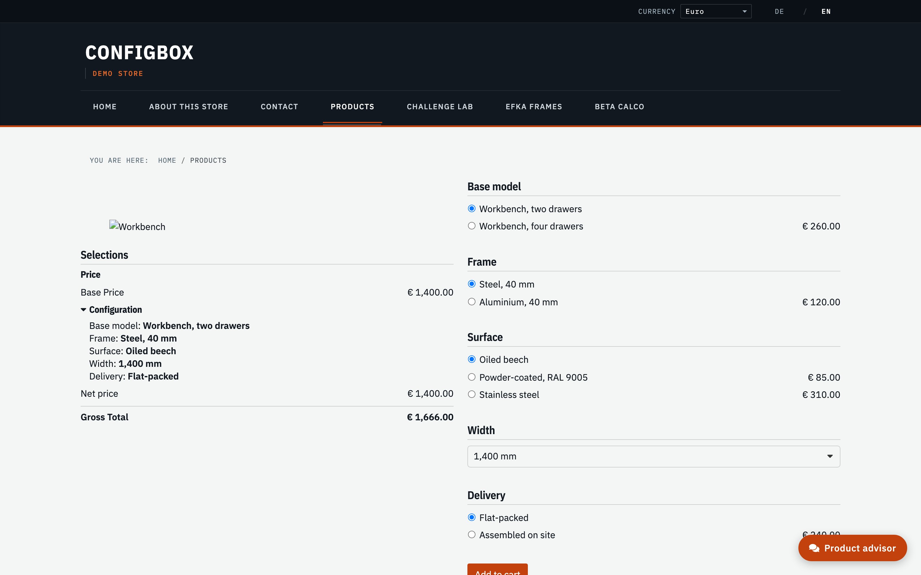 The Car configurator with its live 2D preview