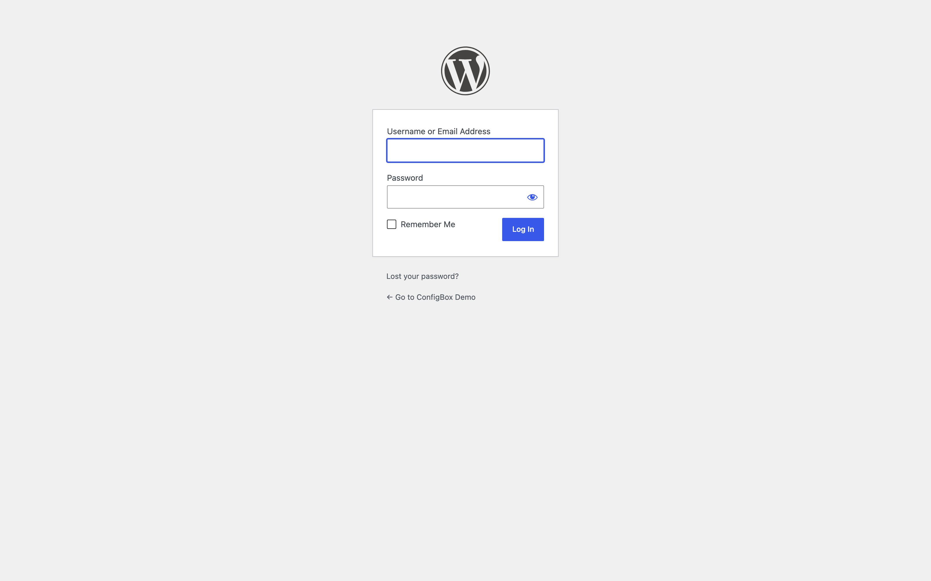 The WordPress login screen